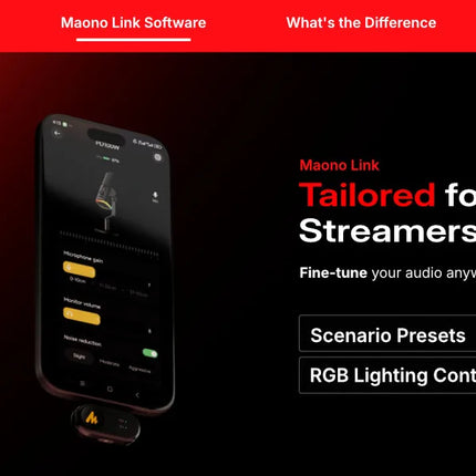 maono PD100W Wireless Dynamic Microphone Cardioid Dynamic Mic 50m Range One-Touch Noise Reduction RGB for Gaming Live Streaming