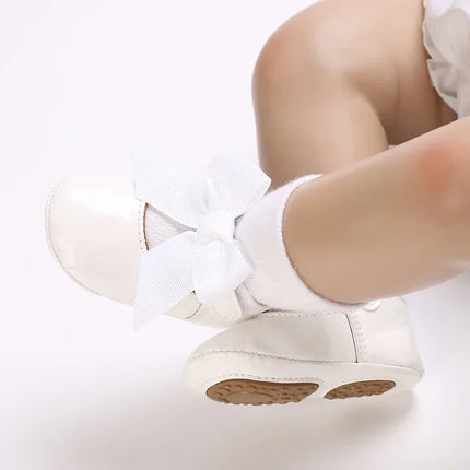 Cute White Lace Baby Girl Princess shoes  Baby Moccasins Moccs Shoes Bow Fringe Rubber Soled Non-slip Footwear Crib Shoes