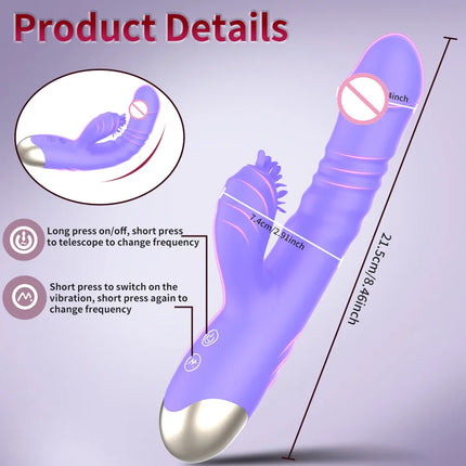 G-Spot Rose Vibrator, Thrusting Dildo, Rabbit Clitoral Stimulator Adult sex toys suitable for women and couples