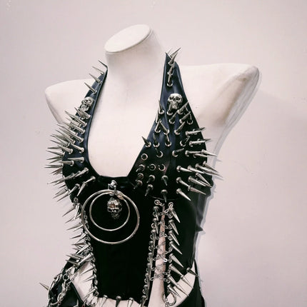 bustier top y2k fashion y2k clothes y2k crop top gothic clothes y2k top Rivets Tank Tops Skull top vintage tops gothic tank tops