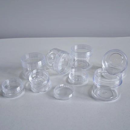 50pcs 5g 10g 15g 20g Mini Empty Clear Cosmetic Jars Refillable Travel Size for Eyeshadow Lip Gloss Cream Lotion Makeup Storage