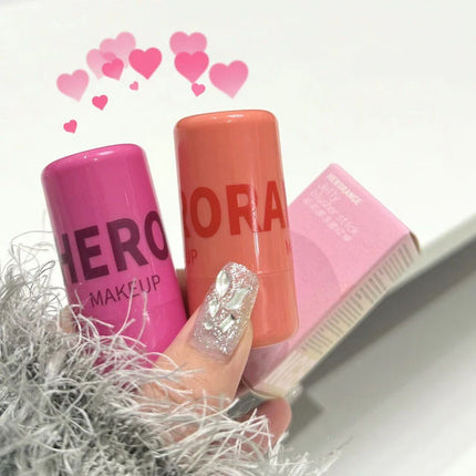 HERORANGE Jelly Blush Stick Brighten Cheek Rouge Dual Use Of Lips And Cheeks Blusher Waterproof Lasting Red Tint Cheek Color