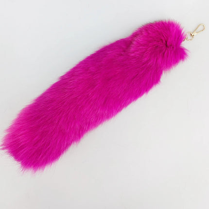 natural fox fur tail keychain furry 2024 chic y2k  beautiful accessory length 40 cm Car Keychains For Women