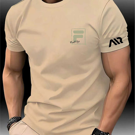 New Men's Spring/Summer Exercise print T-shirts High Trainer Grade Breathable Quick Dry Short Sleeved Top Marathon Gym Fitness