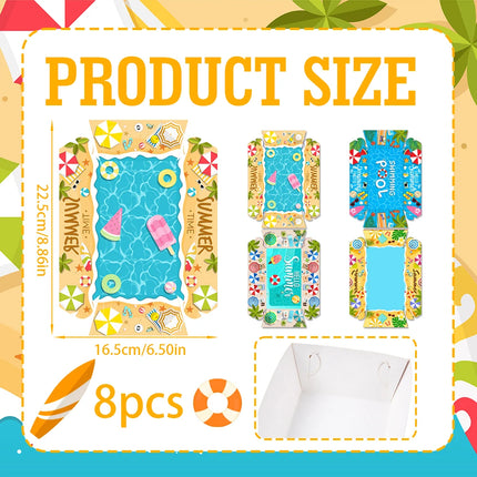 4/8/12pcs Hawaiian Party Mini Snack Trays Summer Beach Pool Print Paper Food Trays Tropical Hawaii Theme Birthday Party Decor