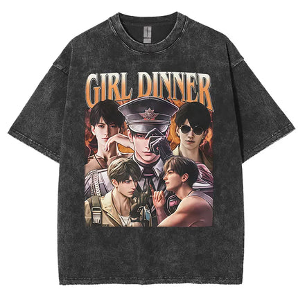 Funny Girl Dinner Caleb Graphic Tee Shirt Love and Deepspace Novelty Cotton T Shirts Fashion High Quality Vintage Washed T-Shirt