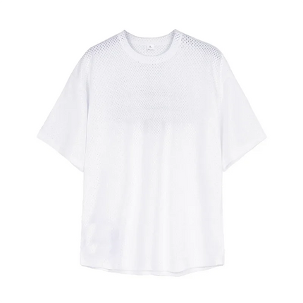 Oversize Loose Short Sleeve Sport T-Shirts Dropped Shoulders Gym Fitness Bodybuilding Shirt Mesh Breathable Quick Dry Men's Tees