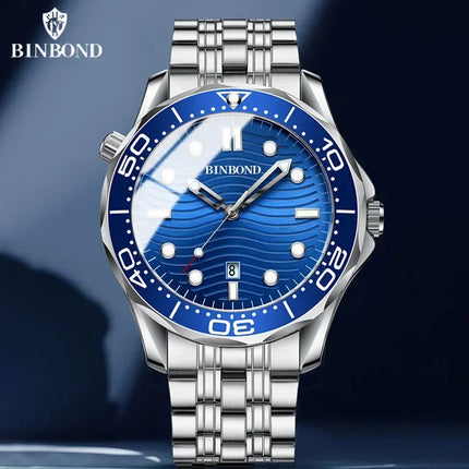 BINBOND Casual Fashion Ultra-thin Seahorse Series Quartz Men's Watch Date Waterproof Luminous Sports Business Men's Wristwatch