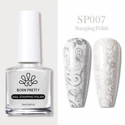 BORN PRETTY 10m Stamping Nail Polish White Black Gold Red Colorful Nail Art Printing Varnish DIY for Nail Plate Design Varnish