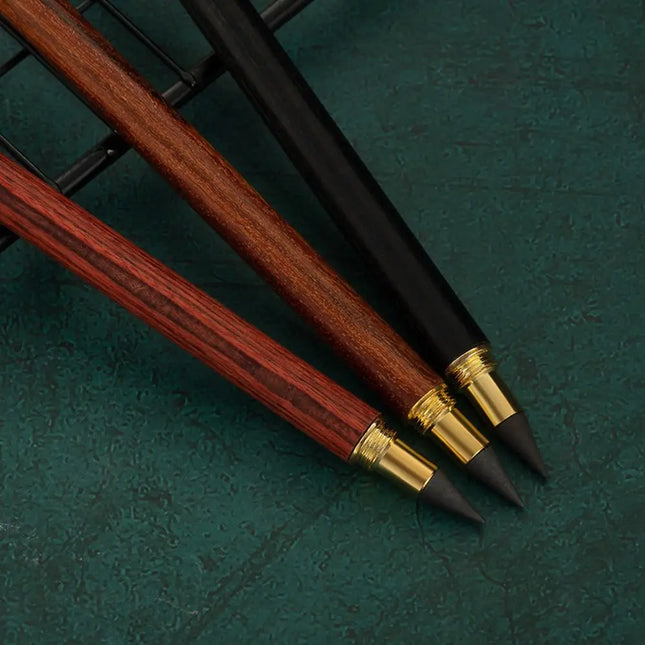 0.5mm 3 Colors Wooden Pencil Portable Professional Vintage Brass Wooden Pencil Durable Smooth Eternal Pencil School Teacher