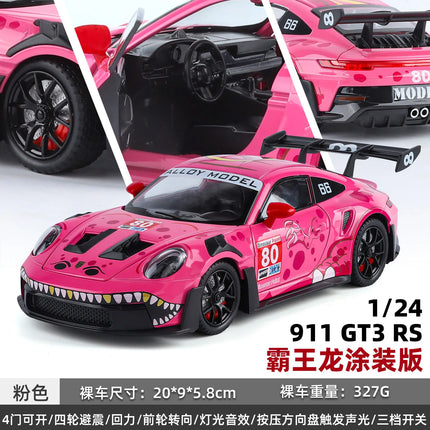 1:24 GT3 Tyrannosaurus Rex Coated Edition Car Model Pull Back Sound and Light Toy Gift Diecast Alloy Car Model Collectible