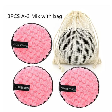 3pcs Reusable Makeup Removal Pads Cotton Wipe Microfiber Makeup Removal Sponge Cotton Cleansing Pad Tool Cleansing Pad