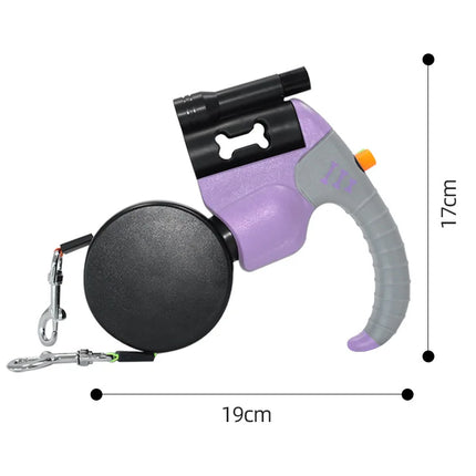 Double-Headed Retractable Dog Leash - Bone Pattern 5M Rope for 2 Dogs, Tangle-Free Outdoor Walking Supply (CE Certified)