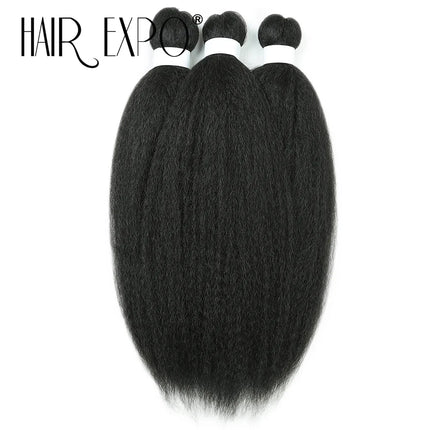 3PCS Vixen Bundles Crochet Hair 26Inch Synthetic Pre-stretched Braids Hair Extensions Kanekalon Yaki Straight Pony Hair Bundles