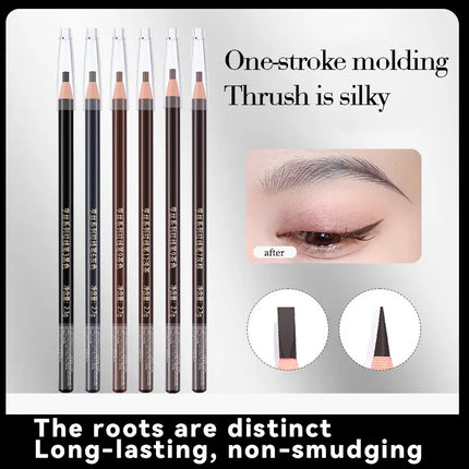 12PCS High Quality Pull Eyebrow Pencil Black Leather Makeup Wild Line Eyebrow Pencil Waterproof Hard Core Flat Head Pencil
