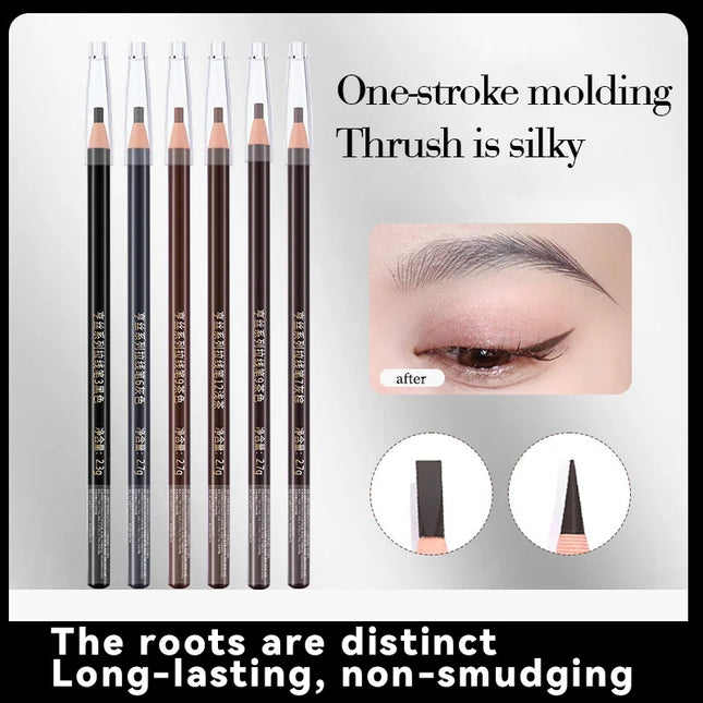 12PCS High Quality Pull Eyebrow Pencil Black Leather Makeup Wild Line Eyebrow Pencil Waterproof Hard Core Flat Head Pencil