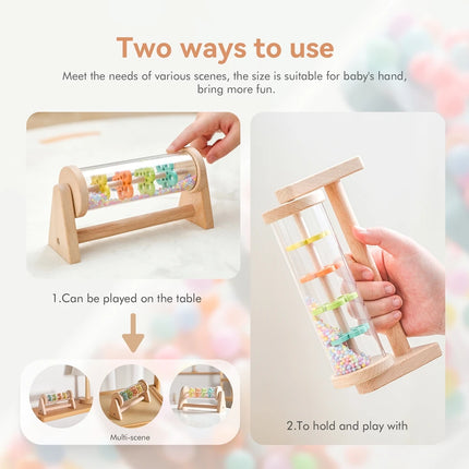 Baby Rattle Toys Rainbow Rain Stick Hourglass Rain Music Montessori Rattle Baby Educational Toy Colorful Sensory Toys for Kids