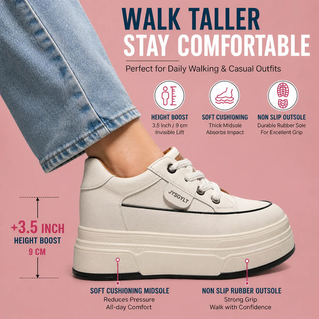Fujin Hidden Heel Shoes High Platform shoes 9cm 3 inch comfortable sneakers for women Vulcanized Shoes Chunky Wedge Casual Shoes