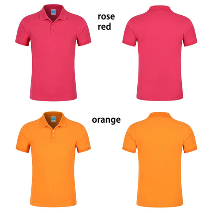 POLO shirt Men's Solid Color Short Sleeved top Team Clothing Customization Red Orange and Other Colors Customization