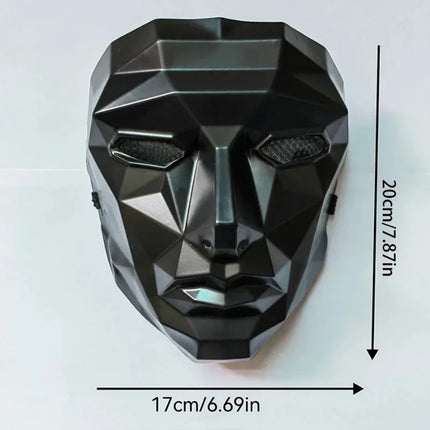 Futuristic Geometric Party Mask  Black Tech Style with Breathable Mesh Eyes  Mouth - Perfect for Halloween Cosplay Theme Parties