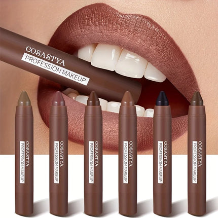 6 colors of matte crayon lipstick, long-lasting and waterproof, full effect, create perfect lip makeup