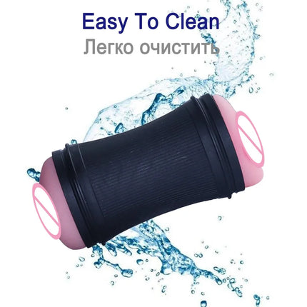 Double Head Use Manual Male Masturbator Realistic Vagina Oral Blowjob Cup Masturbation Machine Adult Erotic Sex Toy for Men 18+