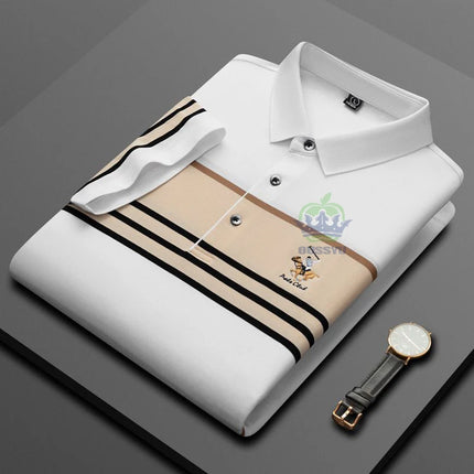 Luxury Embroidery Men's Polo Shirt Summer Thin Breathable 95%Cotton Hip-Hop Harajuku Black Lapel Short-Sleeved Tops Male M-4XL