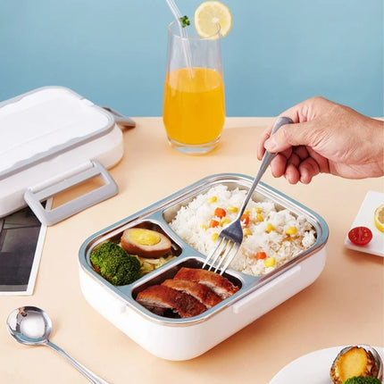1.5L Electric Heat Insulation Lunch Box Car Heating Electric Lunch Box Home Car Dual-Use Stainless Steel Liner Lunch Box White
