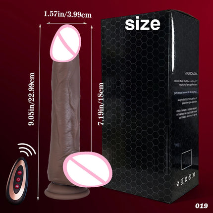 1pc 8.6inch Thrust Realistic Dildo Vibrator With 10 Telescopic And 10 Vibration Modes With Heating, Silicone Soft Realistic Remote Control Adult Sex Toy For G-spot Vibration Stimulation With Powerful Suction Cup