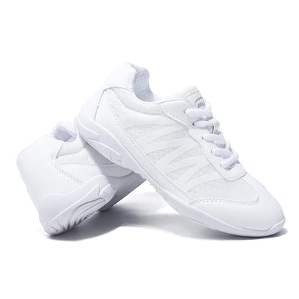 BAXINIER Girls White Cheer Shoes Trainers  Breathable Training Dance Tennis Shoes Lightweight Youth Cheer Competition Sneakers