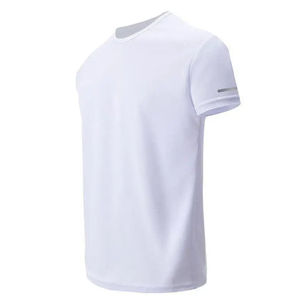 Men's Short Sleeve Sport T-shirt Quick Dry Running Blue Football Training Fitness Casual Wear Polyester Fiber round Neck T-shirt