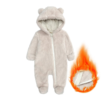 2026 Winter Thicken Fleece Newborn Baby Romper Soild Cotton Hoodies Infant Girl Onesie Toddler Boy Jumpsuits Warm Casual Outfits