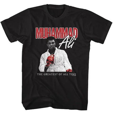Muhammad Ali American Retro Punk Style Summer Loose Short Sleeve T-Shirt Linen Material Stripe Pattern round Neck Thin Fabric