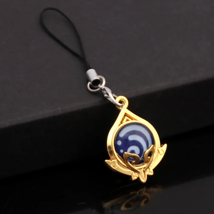 Game Genshin Impact Vision Keychain Luminous 7 Element Double Side Glass Pendant Eye Of Original Keyring Phone Charms Souvenir