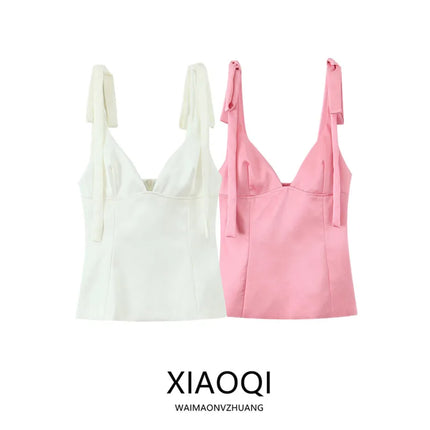 Summer 2025 New Women's Silk Satin Feel Blouse Knot Versatile Design Fashionable Casual Wear Regular Sleeve Length
