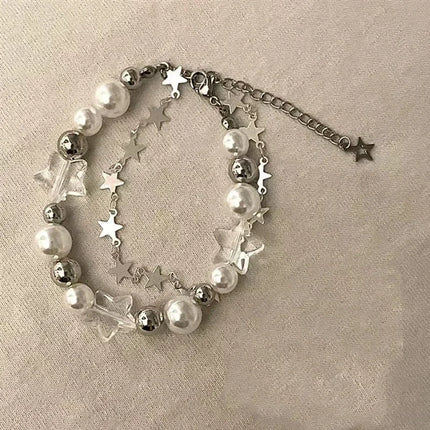 925 Sterling Silver Bracelet Double Layer Pearl Bracelet for Women Girl Vintage Luxury Design Bead Korean Jewelry Charm Bracelet