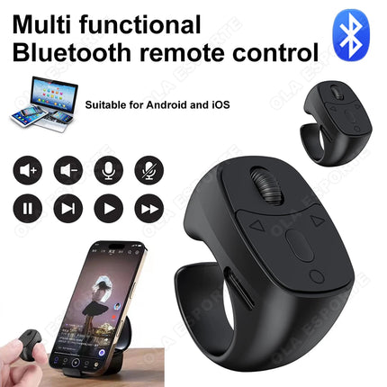 Cell Phone Scrolling Ring Wireless Finger Shutter Remote Control Page Turner Mobile Phone Controller Bluetooth For Travel New