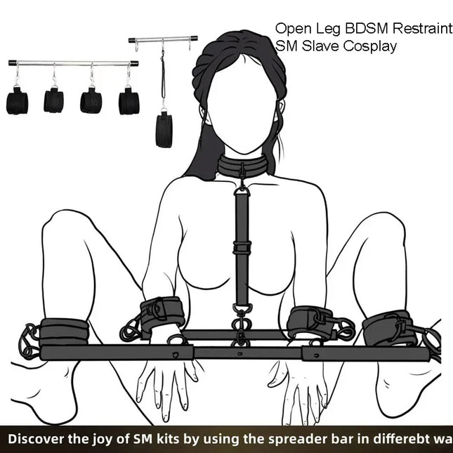 SM Bar Spreader Sex Toy BDSM Handcuff Restraint Leg Cuffs Neck Collar Leash Open Thigh Sextoy Kits Adult Couple Erotic Game Tool