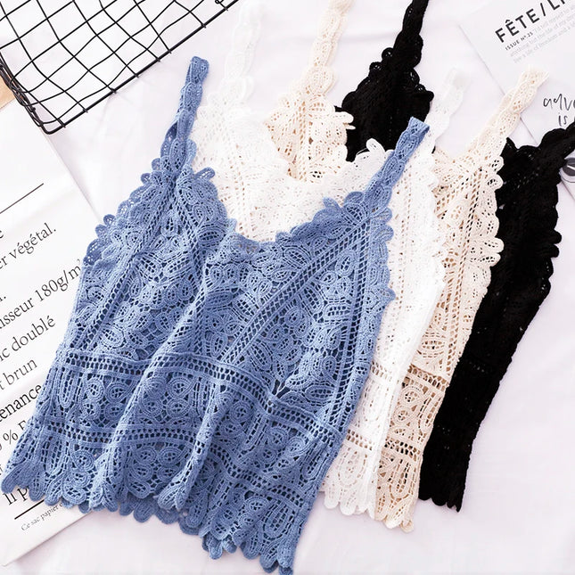 Simple Lace Hollow out Tank Top Women's Korean Sle Summer Outerwear Hoodie ort Sve Commute Sle  Color