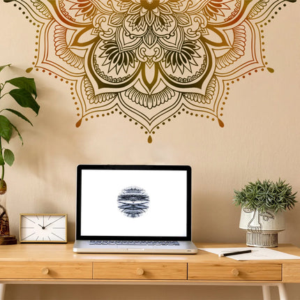 Artistic PVC Wall Decal Mandala Lotus Flower Mural Wall Art Sticker For Bedroom Living Room Office Home Decoration Self-Adhesive