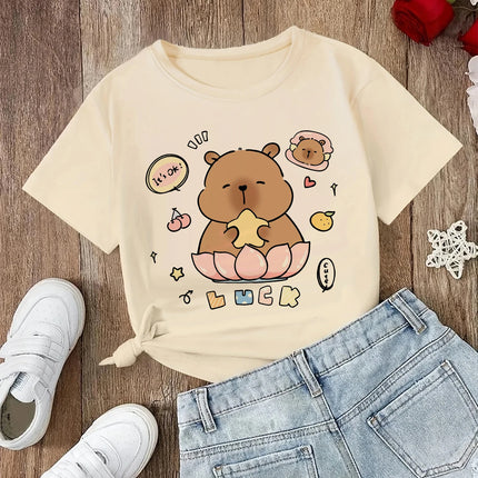 funny 90s Capybara Tshirt Kids Children T-Shirt capibara Cartoons Clothes Kid Girl Boy Capybaras T Shirt Baby Casual Top Clothes