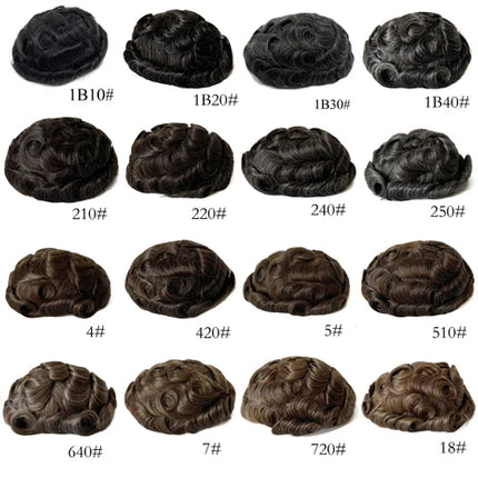 Undetectable Men Toupee All V Loop Super Thin Skin Hair Replacement System for Men Natural Hairline Wig