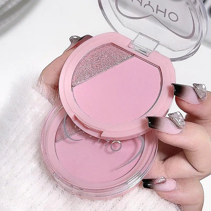 2 Color Blush Matte Shiny Natural Cheek Color Brightening Face Waterproof Facial Contouring Makeup Blusher Powder Rouge Makeup