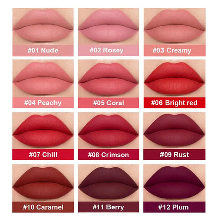 3pcs/set Nude Lip Gloss Matte Velvet Lipstick Waterproof Long-lasting Liquid Lipstick Women Moist Lip Tint Non-Stick