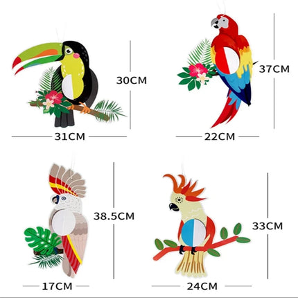 6 Tropical Bird Beehive Paper Cuttings Parrot Hawaiian Summer Beach Party Hanging Decor Bar Classroom Supplies