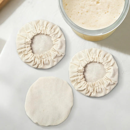 Linen Dough Jar Covers 4pcs Bread Fermentation Covers Reusable Proofing Lids Sourdough Starter Kit for Home Kitchen Baking