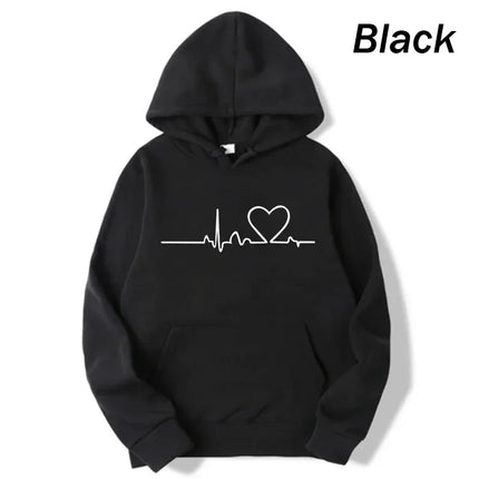Women Casual Hoodies Heartbeat Print Men's women's Loose Hoodies Couple Sweatshirts Fashion HipHop Sweatshirt Harajuku Unisex