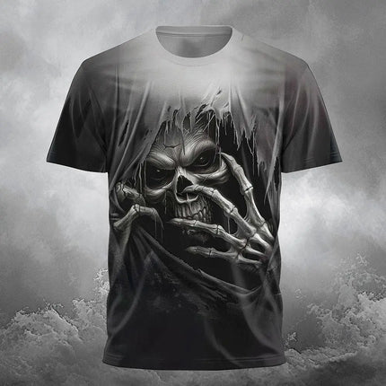 3D Beer Skull Print T Shirt For Men Casual O-neck Short Sleeve Tops Summer Oversized T-shirt Hip Hop Trend Fashion Men's Clothes