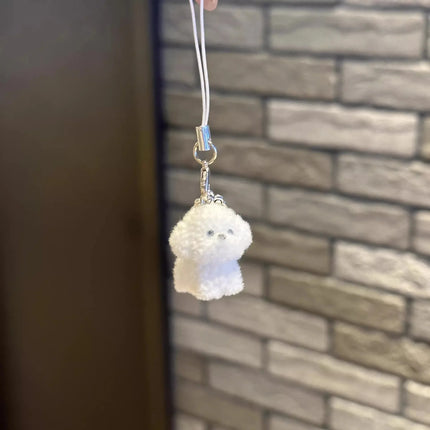 Flocking Animal Dog Cat Pendant Cute Keychain Keyring Bag Earphone Car Keychain Decor Keychains Accessories Phone Chain Lanyard