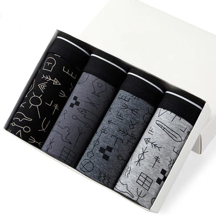 4pcs Men's Panties Sexy Shorts Cotton Underwear Male Breathable Boxers Solid Boxer Shorts Brand Underpants